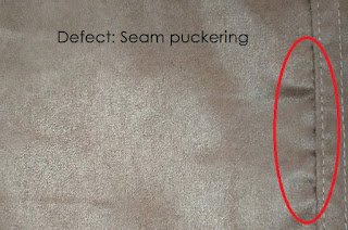 Seam puckering garment defects Seam puckering garment defects