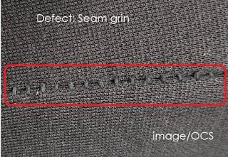 Garment defects seam grin Garment defects seam grin