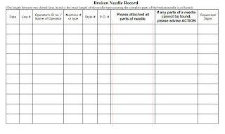 Broken needle policy blank format