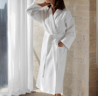 Honeycomb waffle bath robe