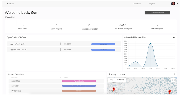 Dashboard - digital apparel sourcing platform