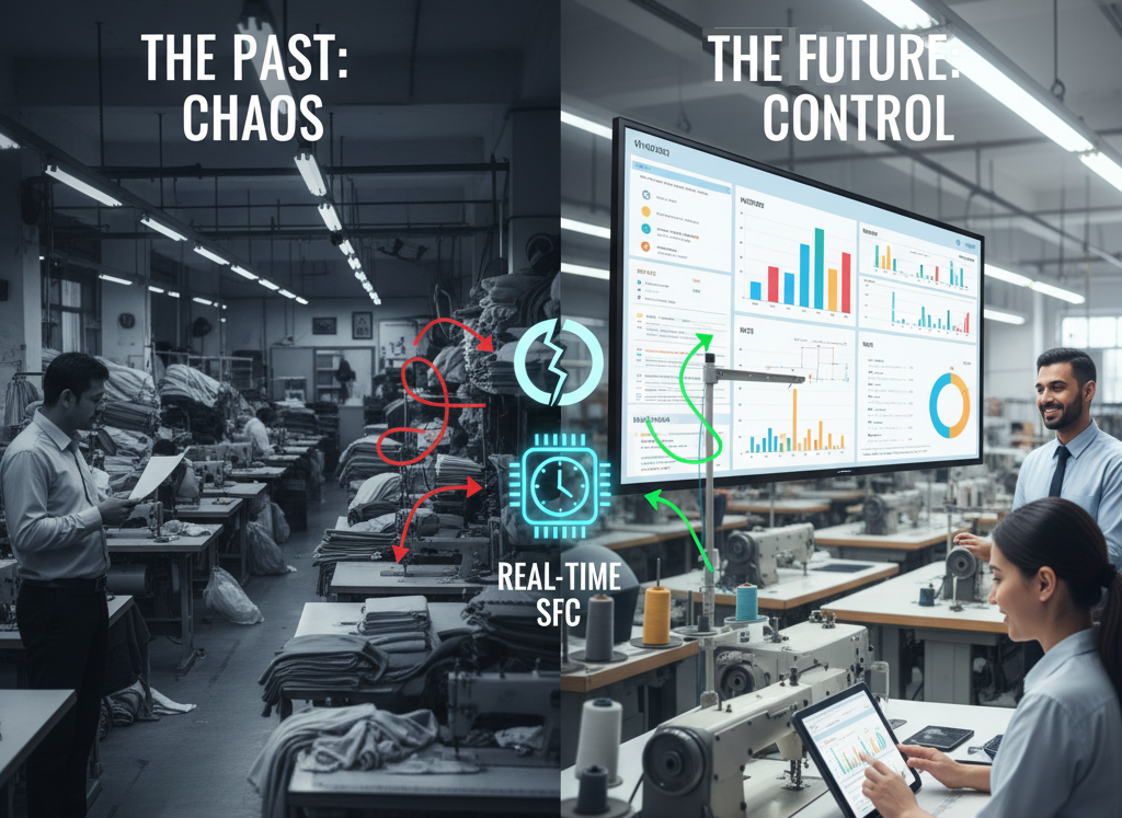 Real time system for modernizing garment facory