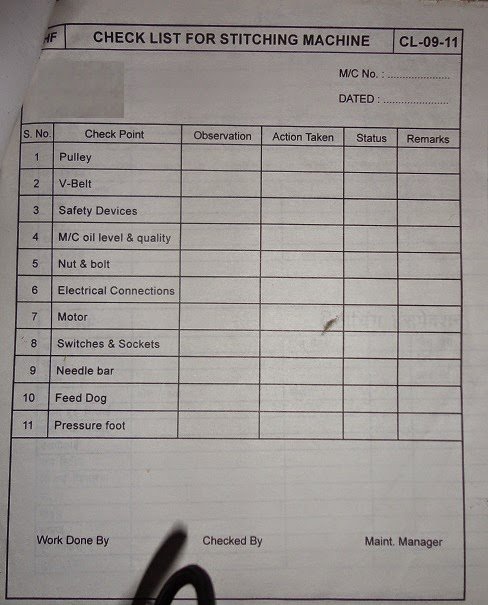 Sewing machine check list Sewing machine check list
