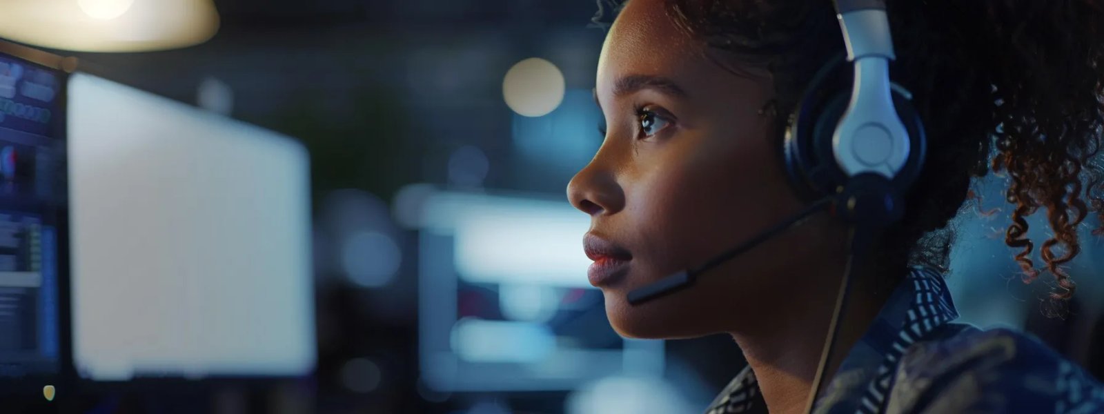 A call center representative using contact center software to deliver top-notch service.