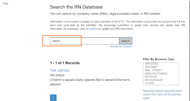 RN number database RN number database